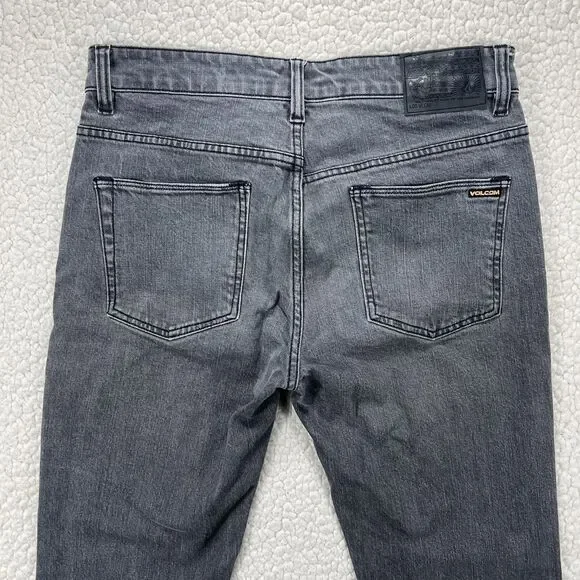 Volcom Jeans Mens 30x31 Gray Solver Modern Straight Denim Casual Preppy Logo